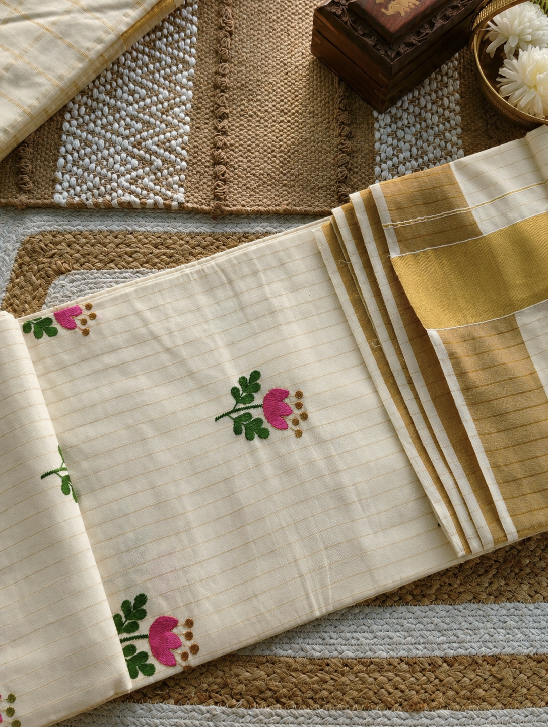 Embroidered kerala saree | NCO35