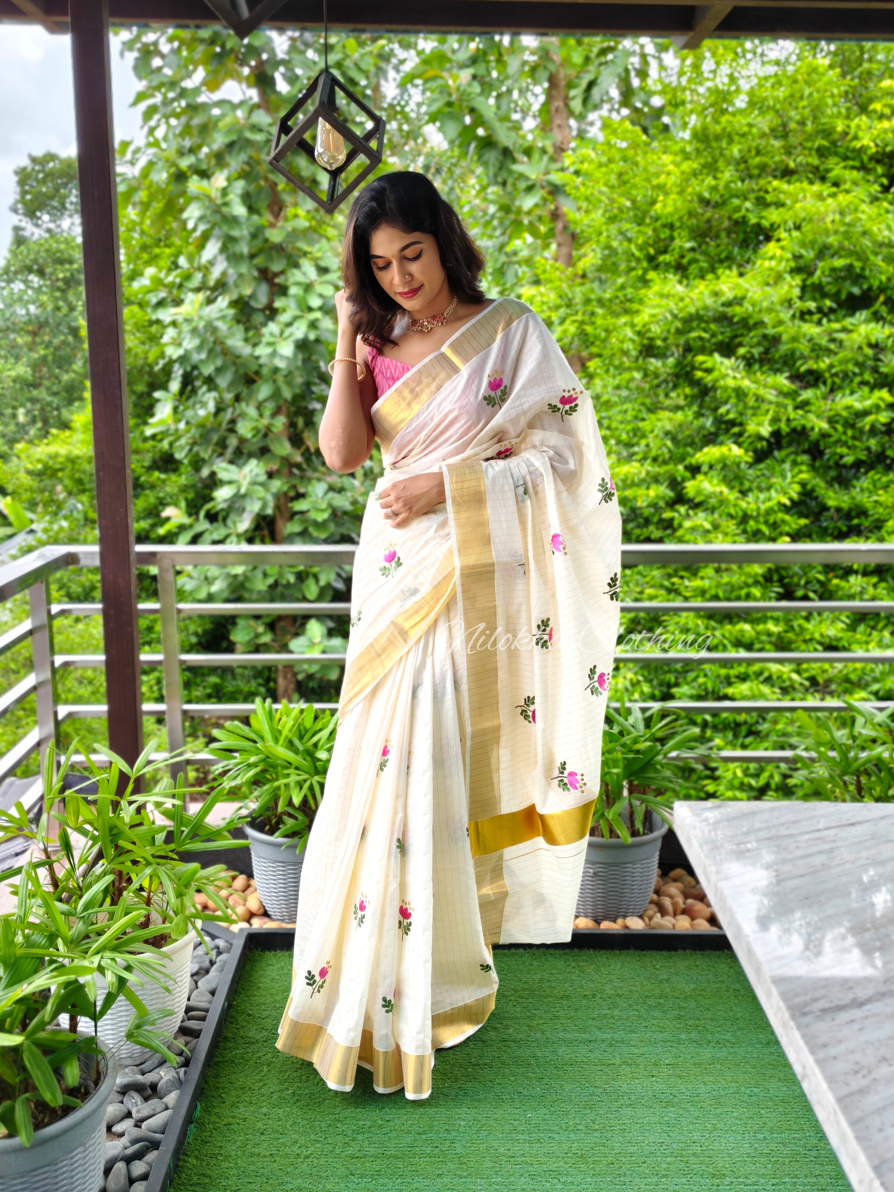 Embroidered kerala saree | NCO35