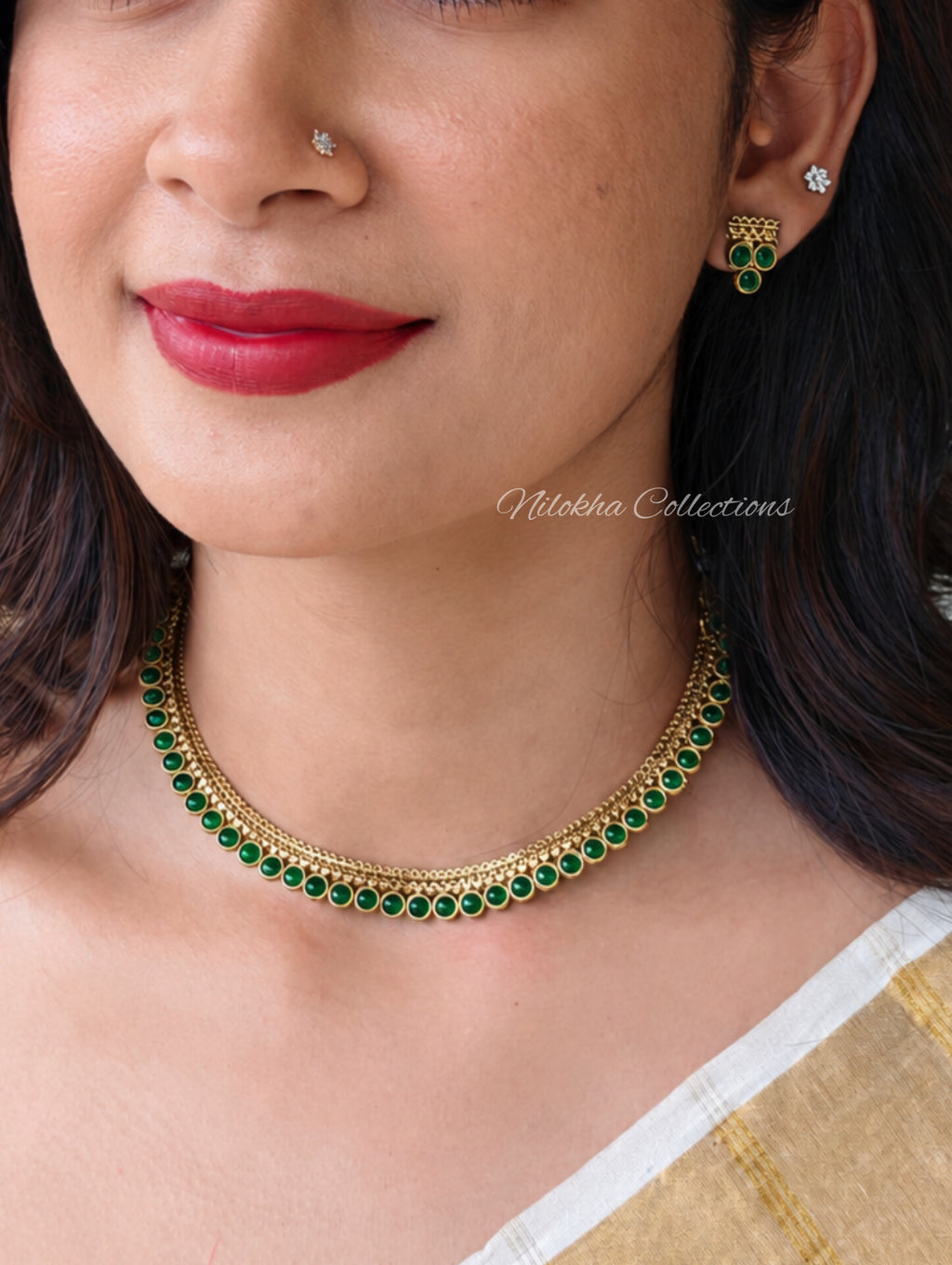 Kids-friendly kemp stone necklace set| NAN397