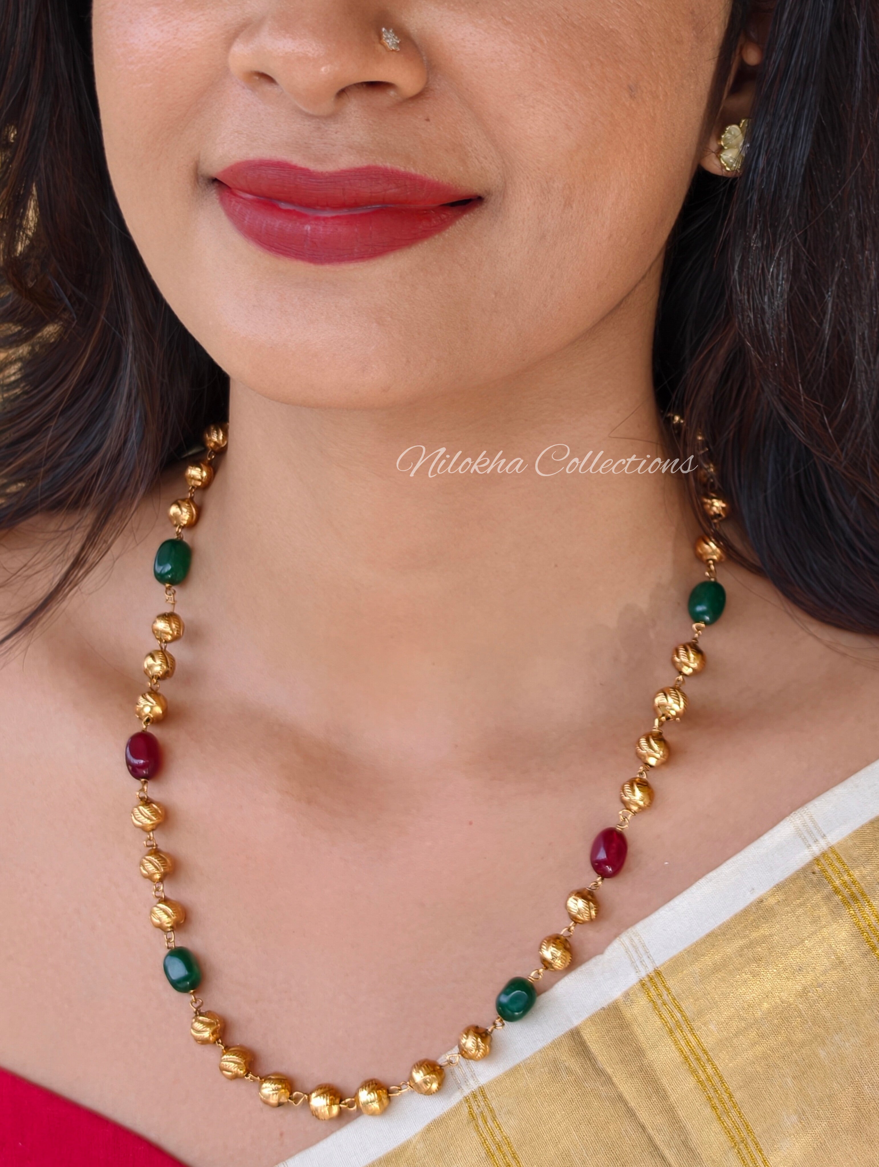 Golden chain with monalisa beads| NAN403