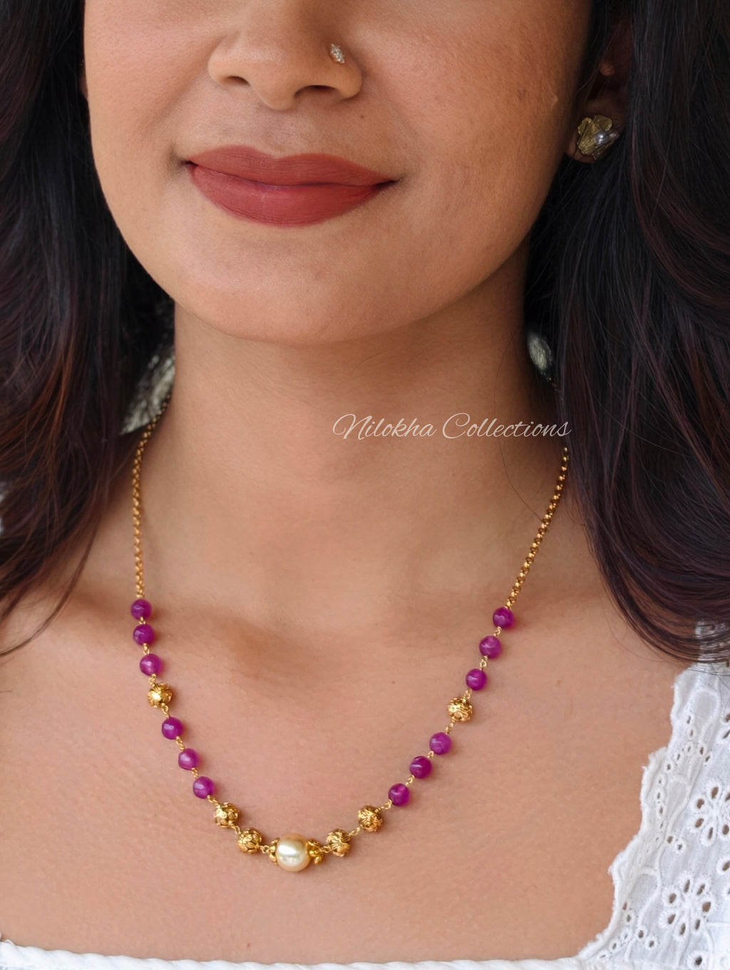 1 layer beads chain with pearl | NAN412