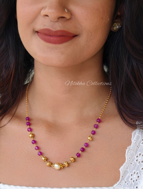 1 layer beads chain with pearl | NAN412