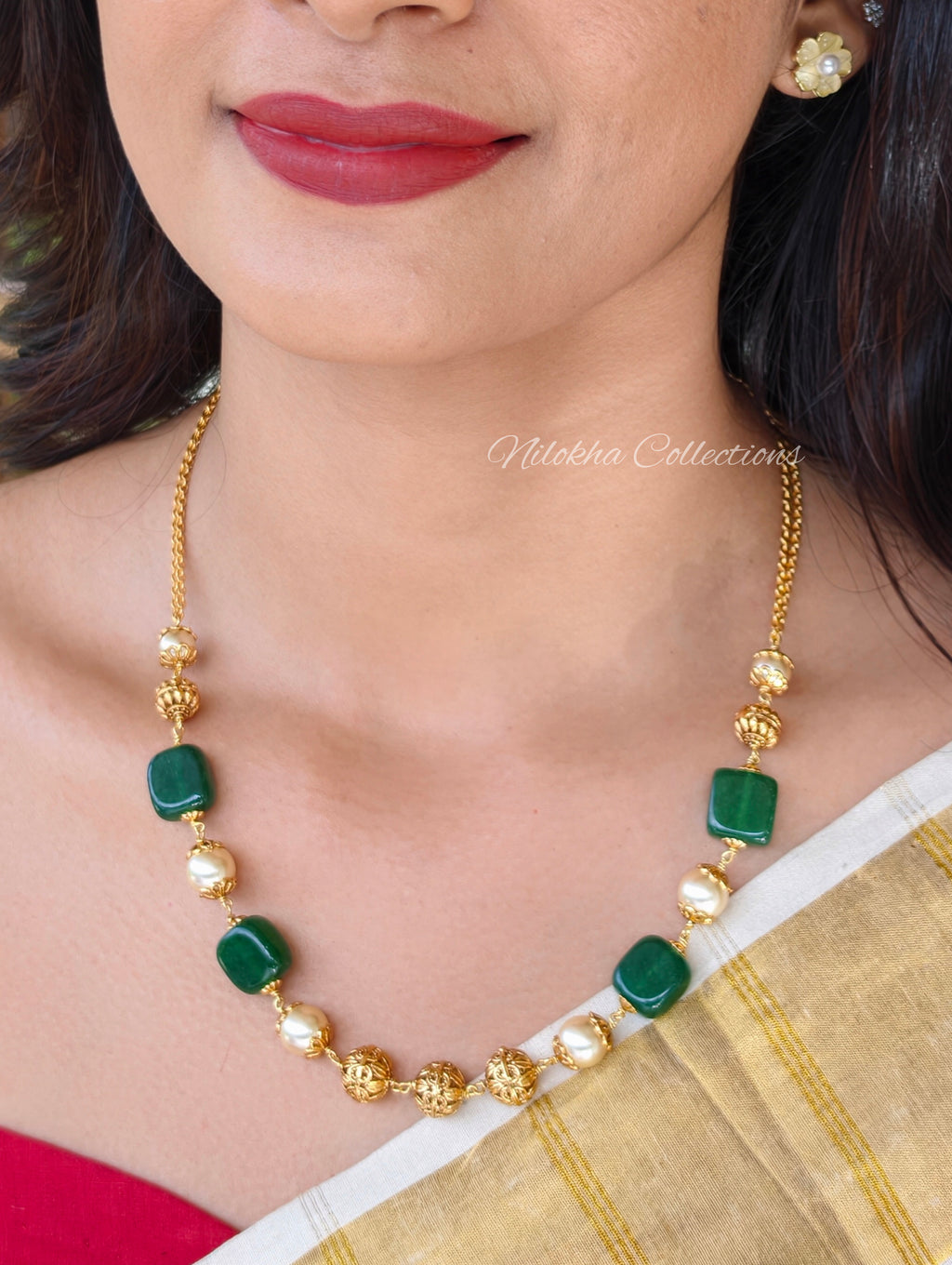 1 layer pearl chain with monalisa beads| NAN398