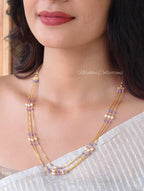 3 layer pearl chain with crystal beads | NAN381