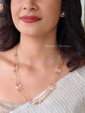 3 layer pearl chain with crystal beads | NAN381