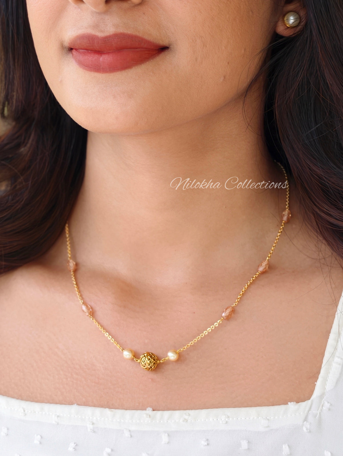 1 layer crystal chain with pearls | NAN415