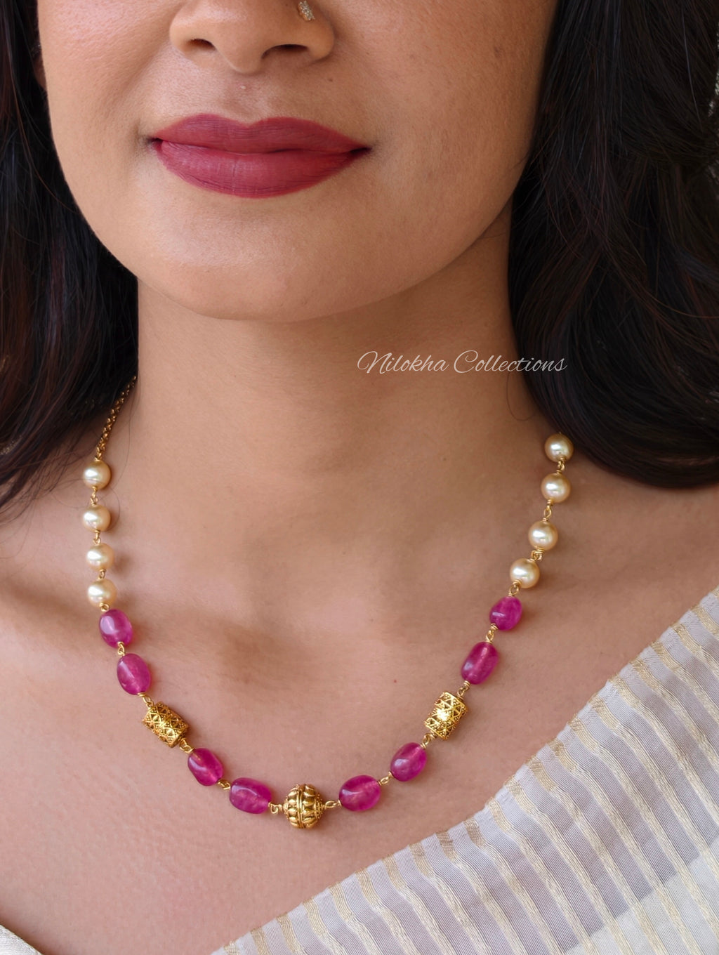 1 later pearl chain with monalisa beads | NAN372