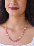 3 layer pearl chain with crystals| NAN411