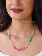 3 layer pearl chain with crystals| NAN411