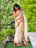 Mul cotton saree with striped border | NCO47
