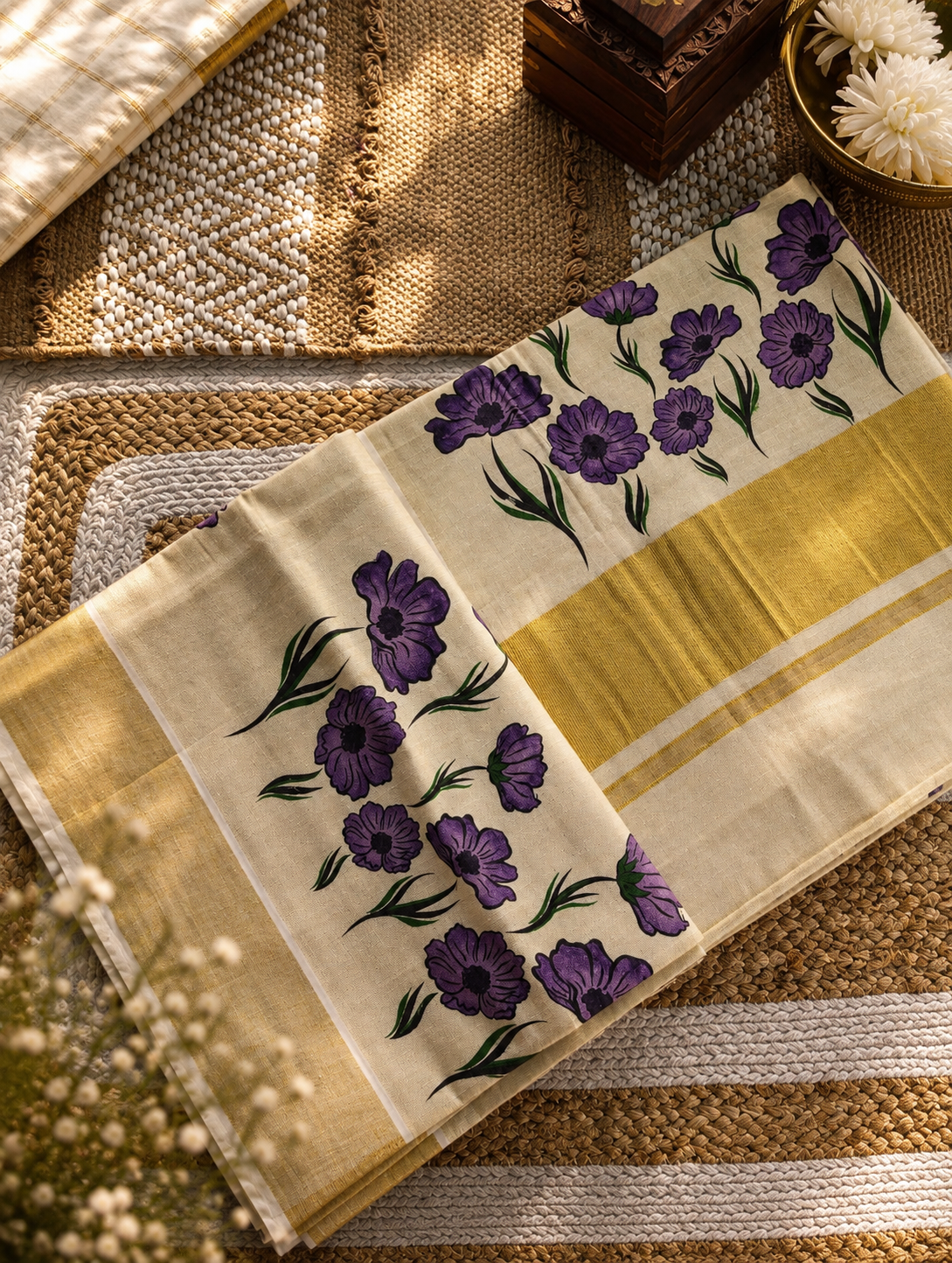 Floral tissue kerala saree| NCO38