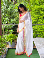 Plain mul cotton saree with border | NCO44