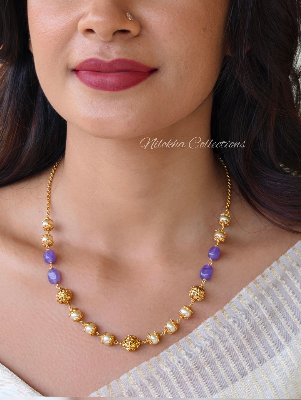 1 layer pearl chain with monalisa beads| NAN373