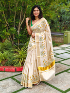 Floral tissue kerala saree | NCO36