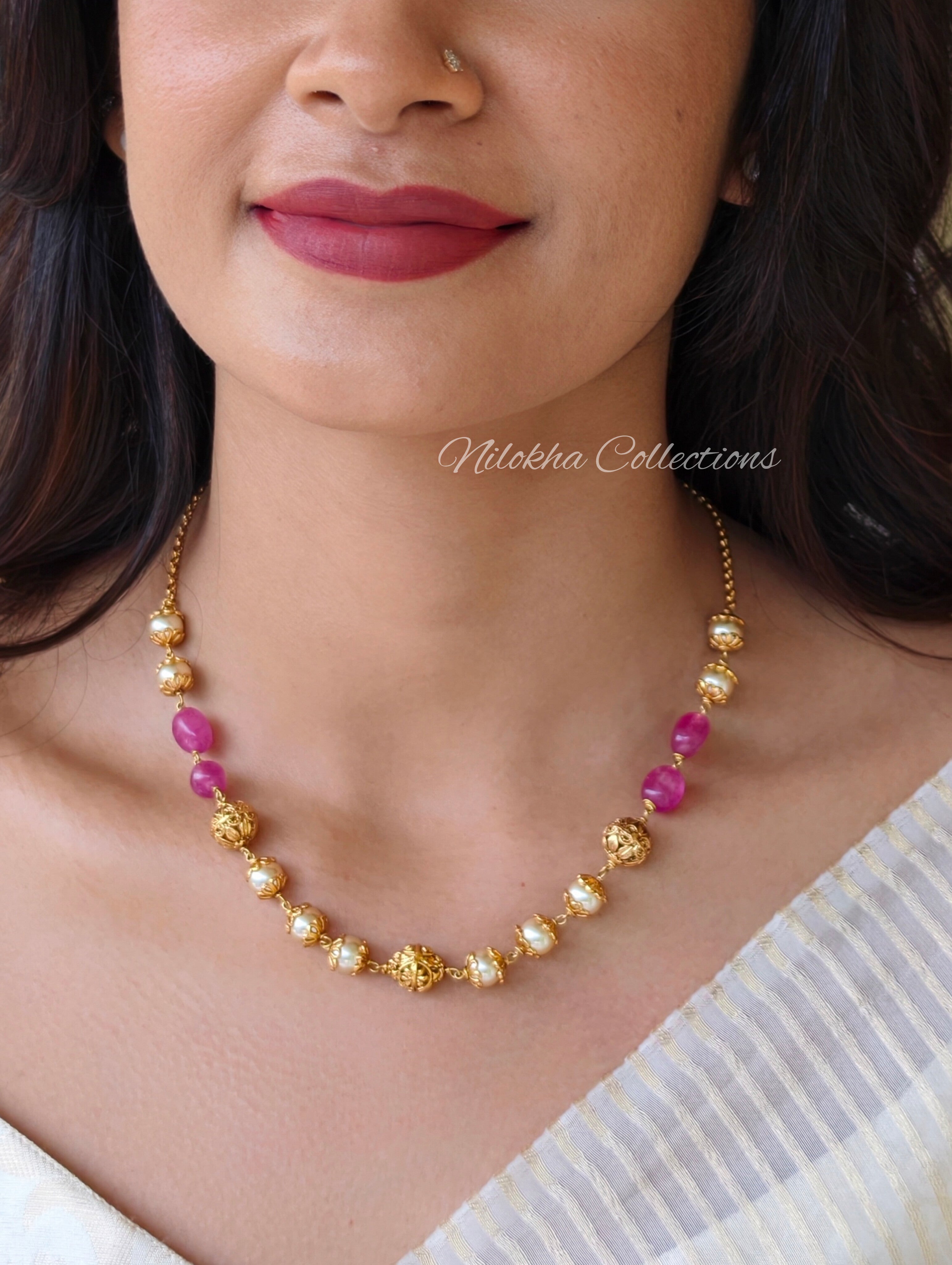 1 layer pearl chain with monalisa beads| NAN373