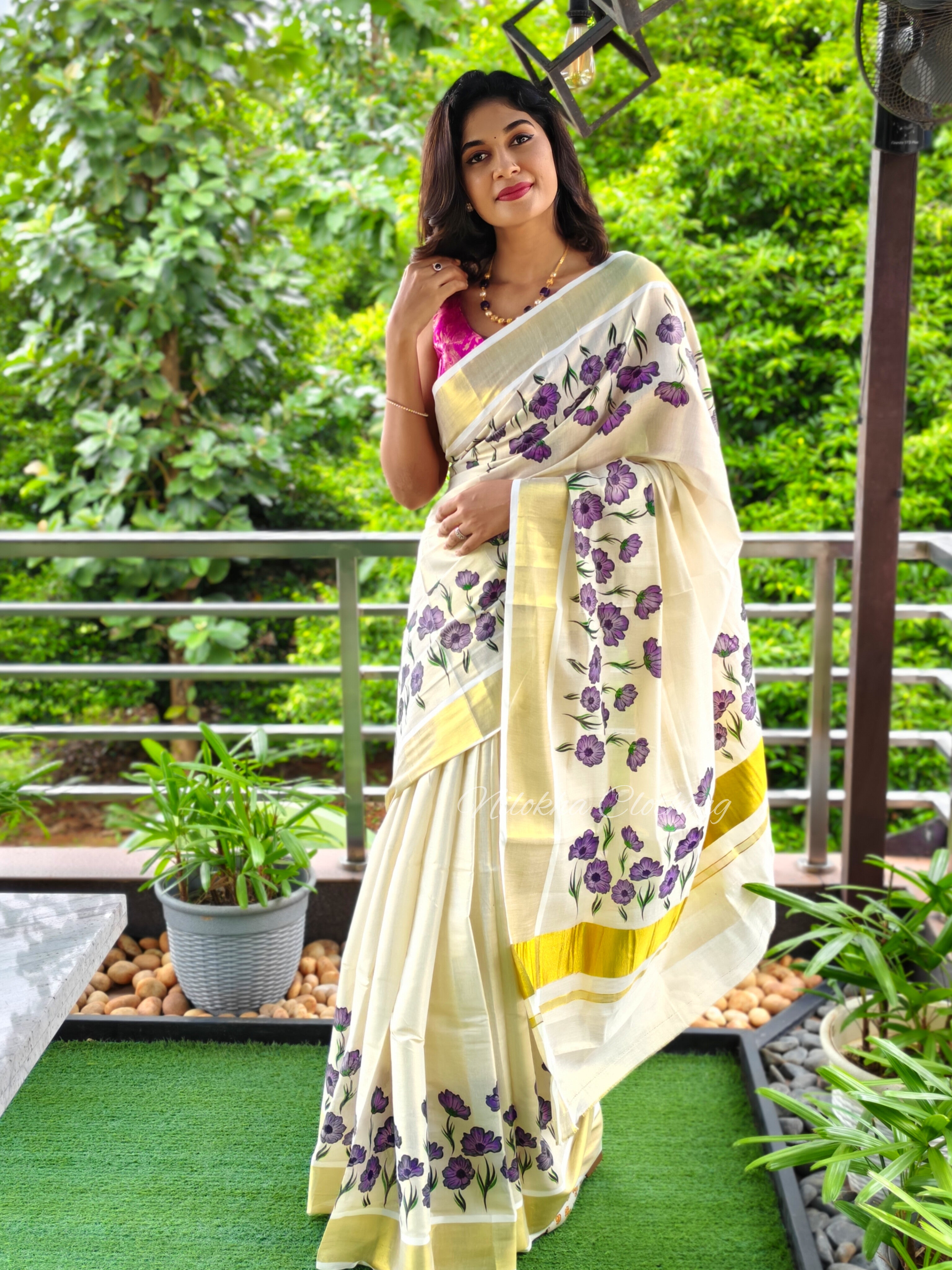 Floral tissue kerala saree| NCO38