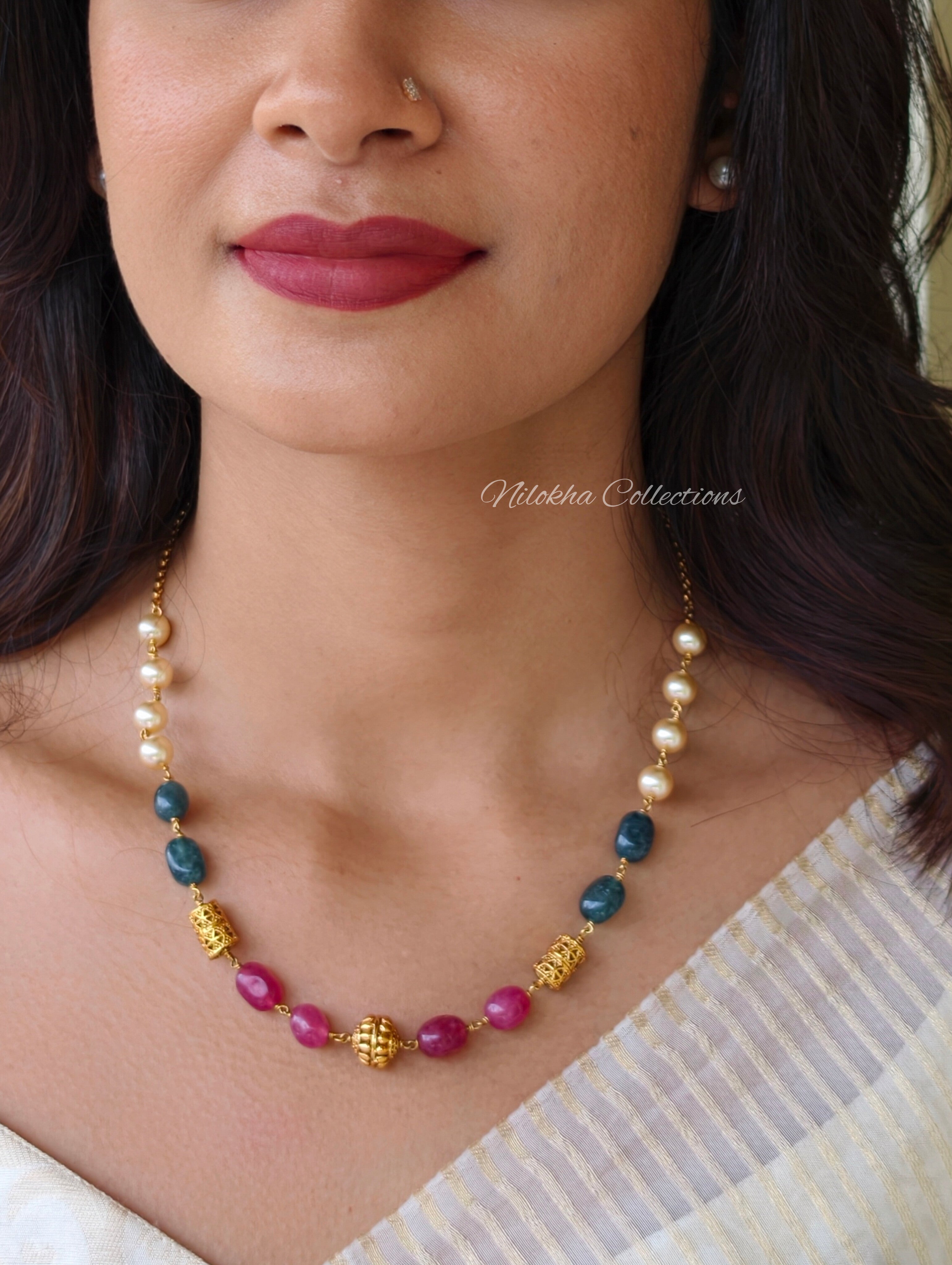 1 later pearl chain with monalisa beads | NAN372