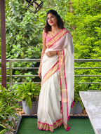 Mul cotton saree with border | NCO45