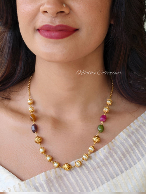 1 layer pearl chain with monalisa beads| NAN373