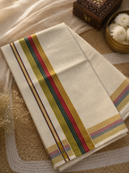 Checked kerala saree with tri-border| NCO57