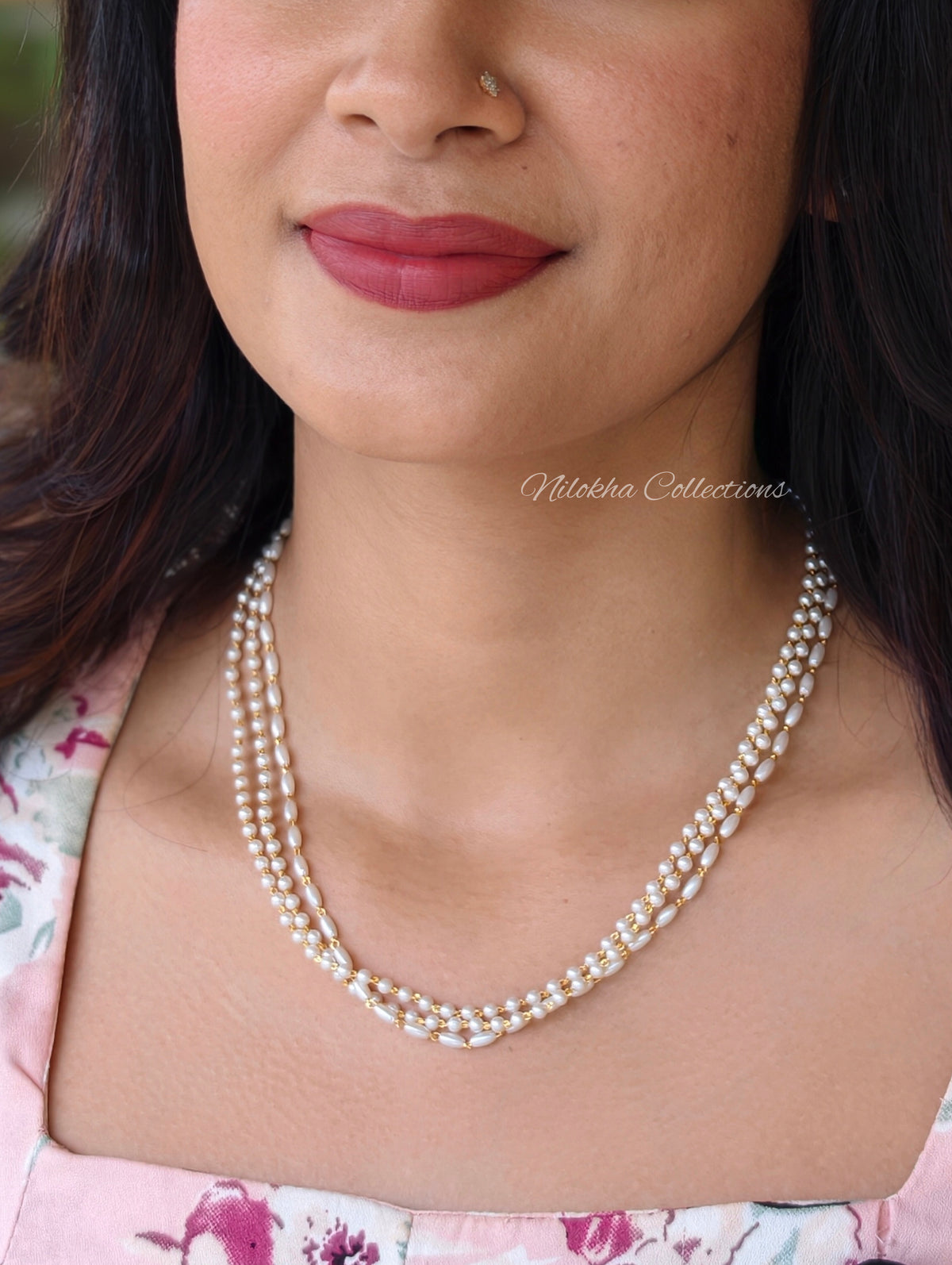 3 layer mixed pearl chain | NAN293