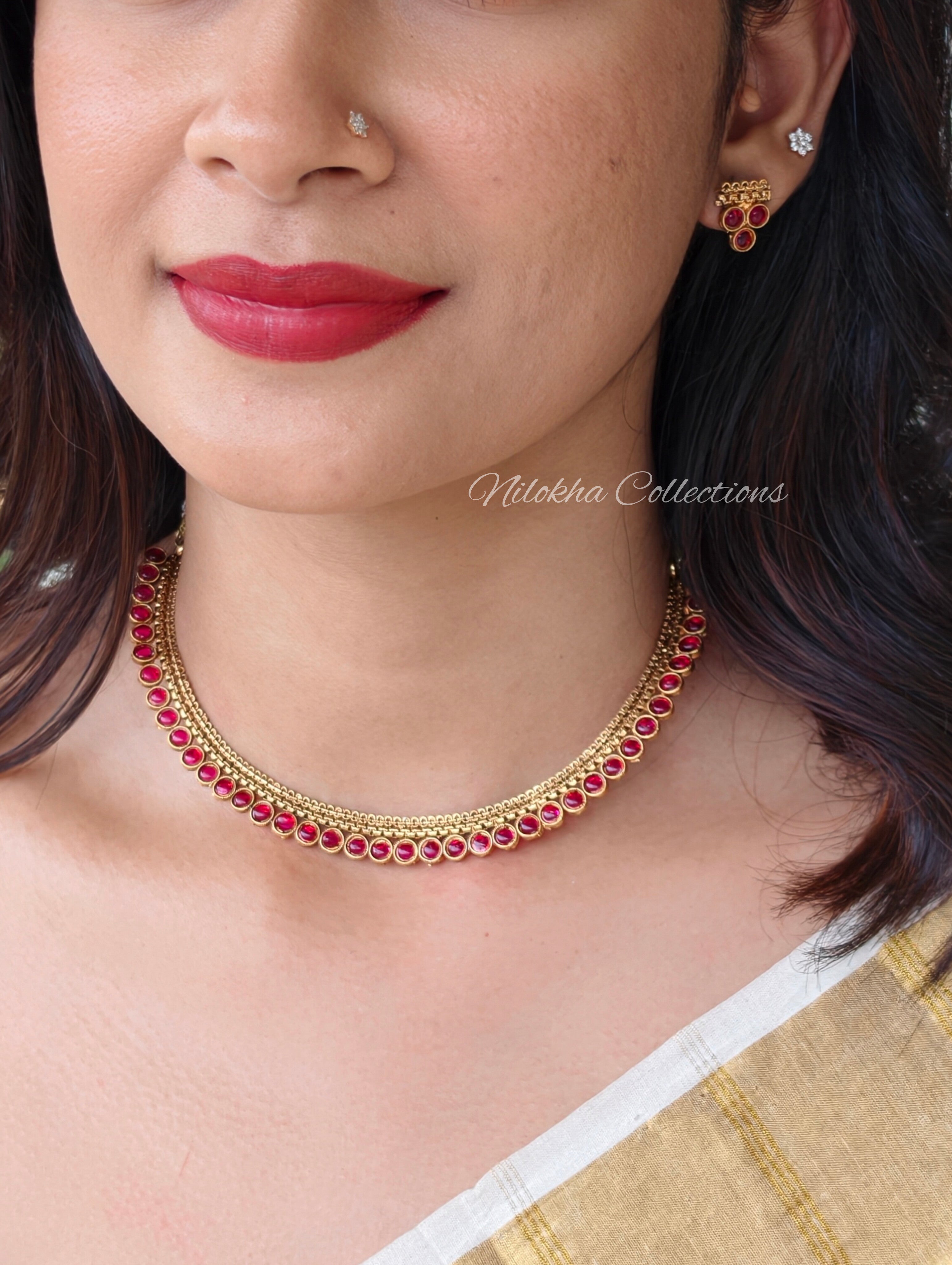 Kids-friendly kemp stone necklace set| NAN397