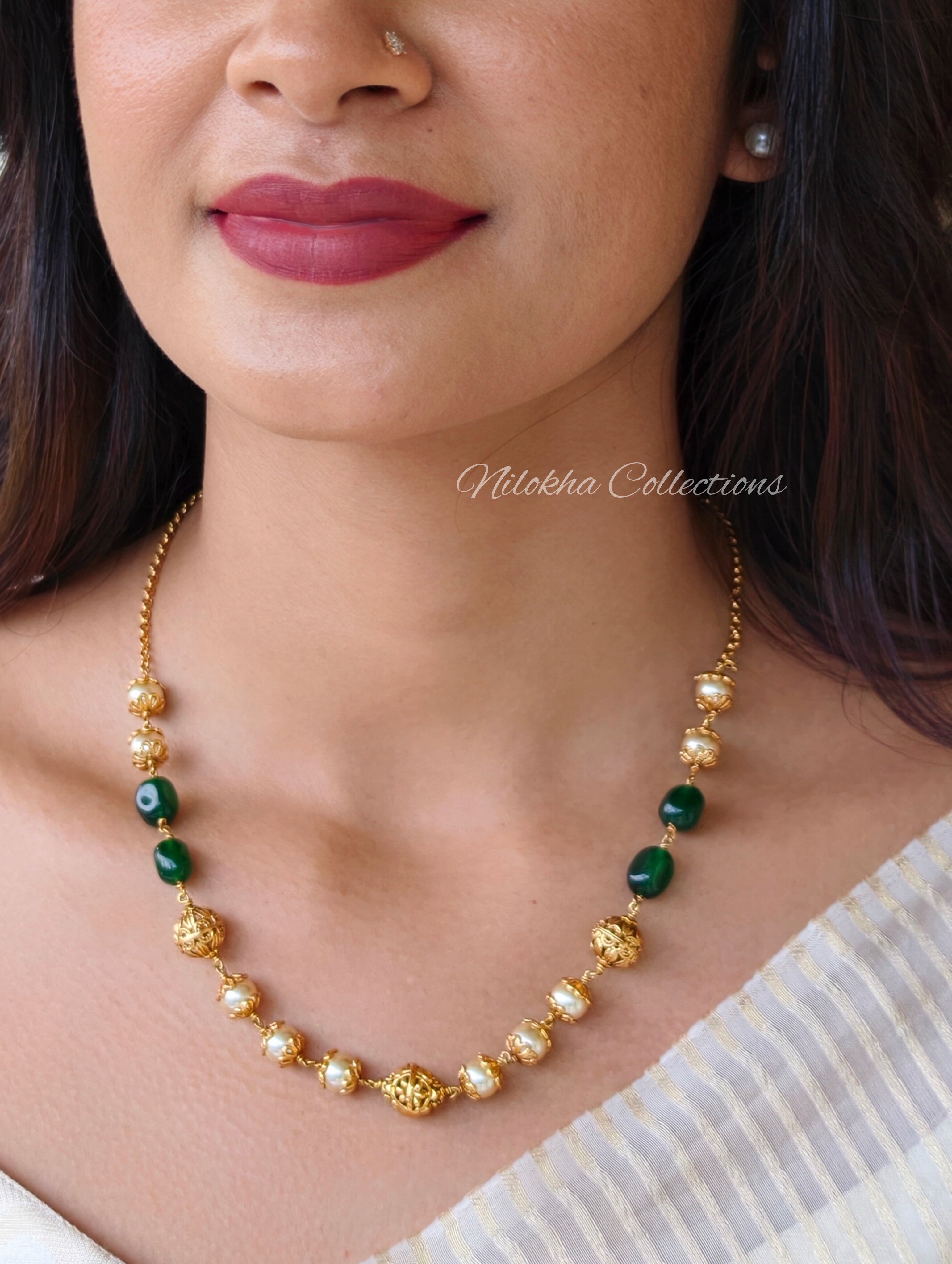 1 layer pearl chain with monalisa beads| NAN373