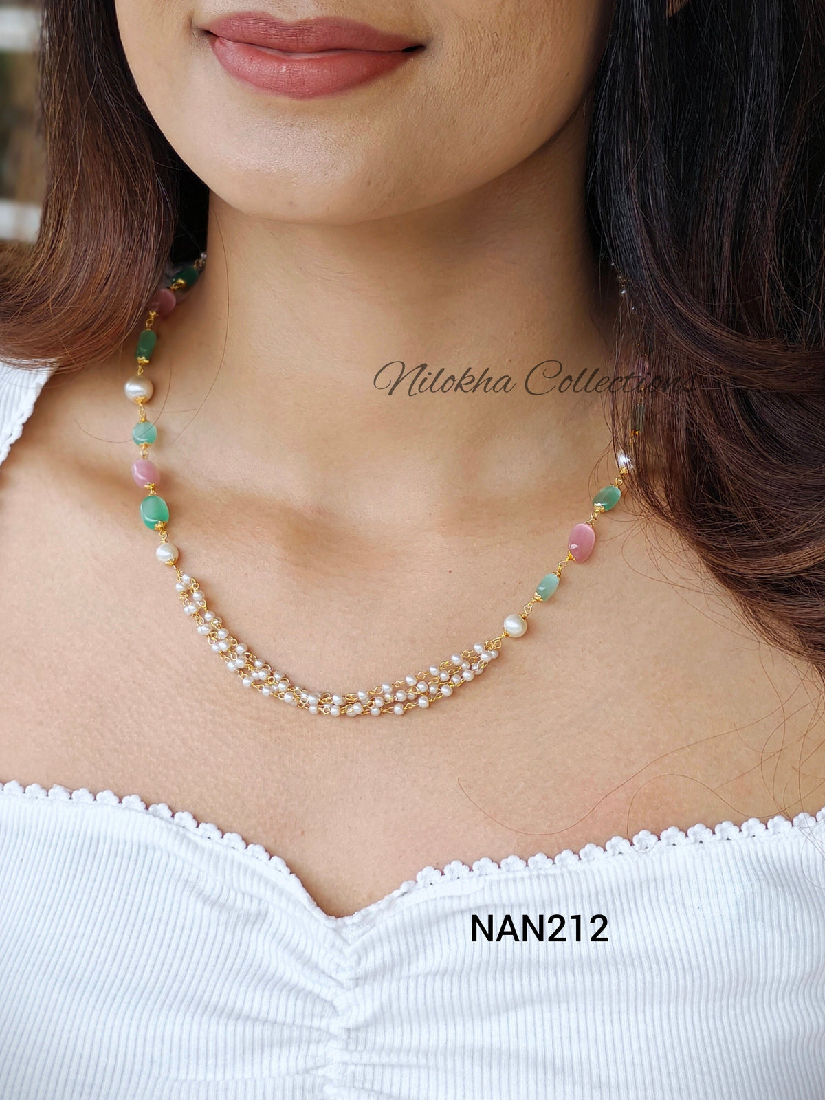 2 layer pearl with bead pendant |NAN212