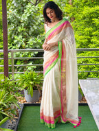 Tri-border mul cotton saree | NCO48