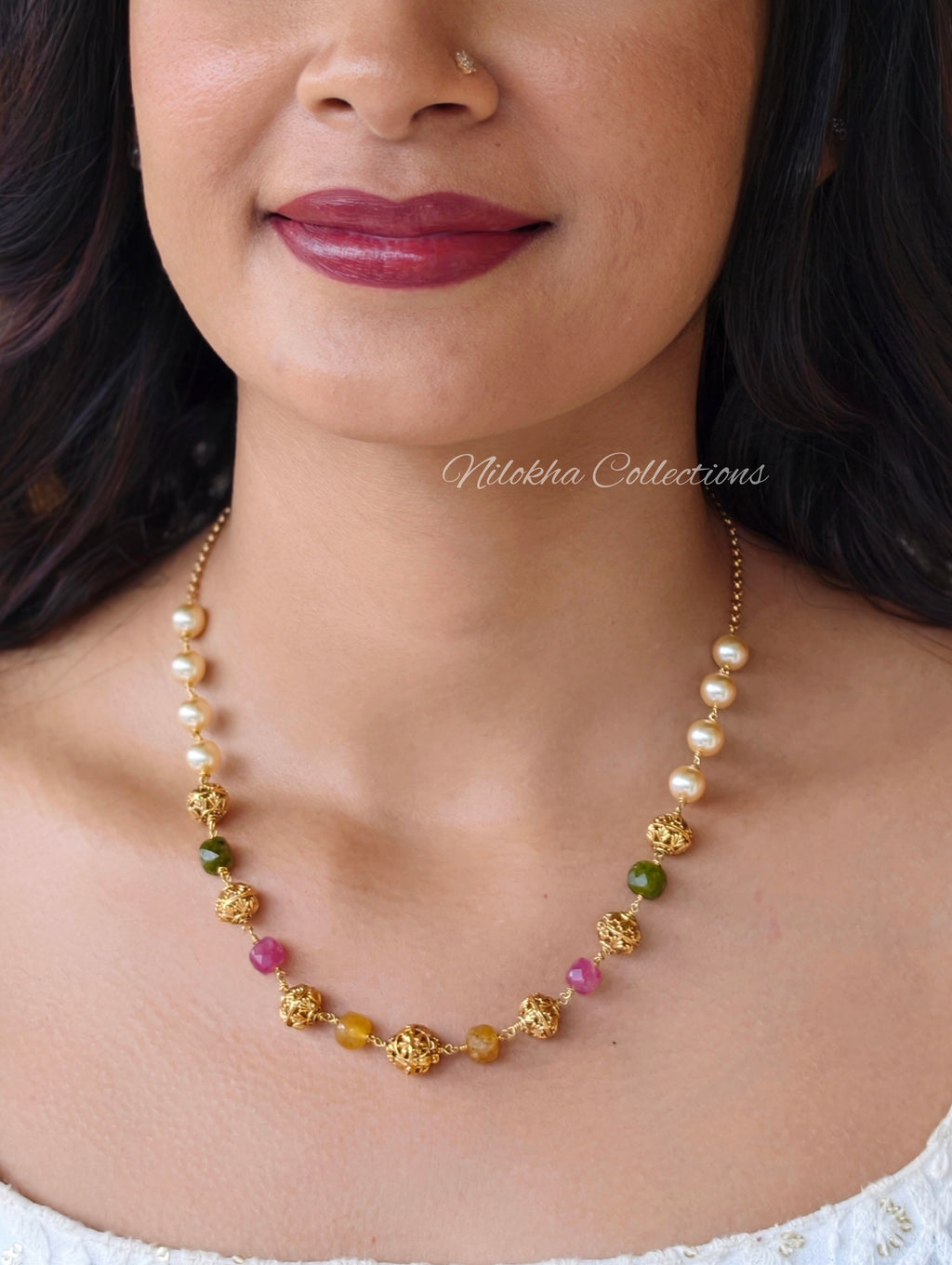 1 layer pearl chain with monalisa beads| NAN408