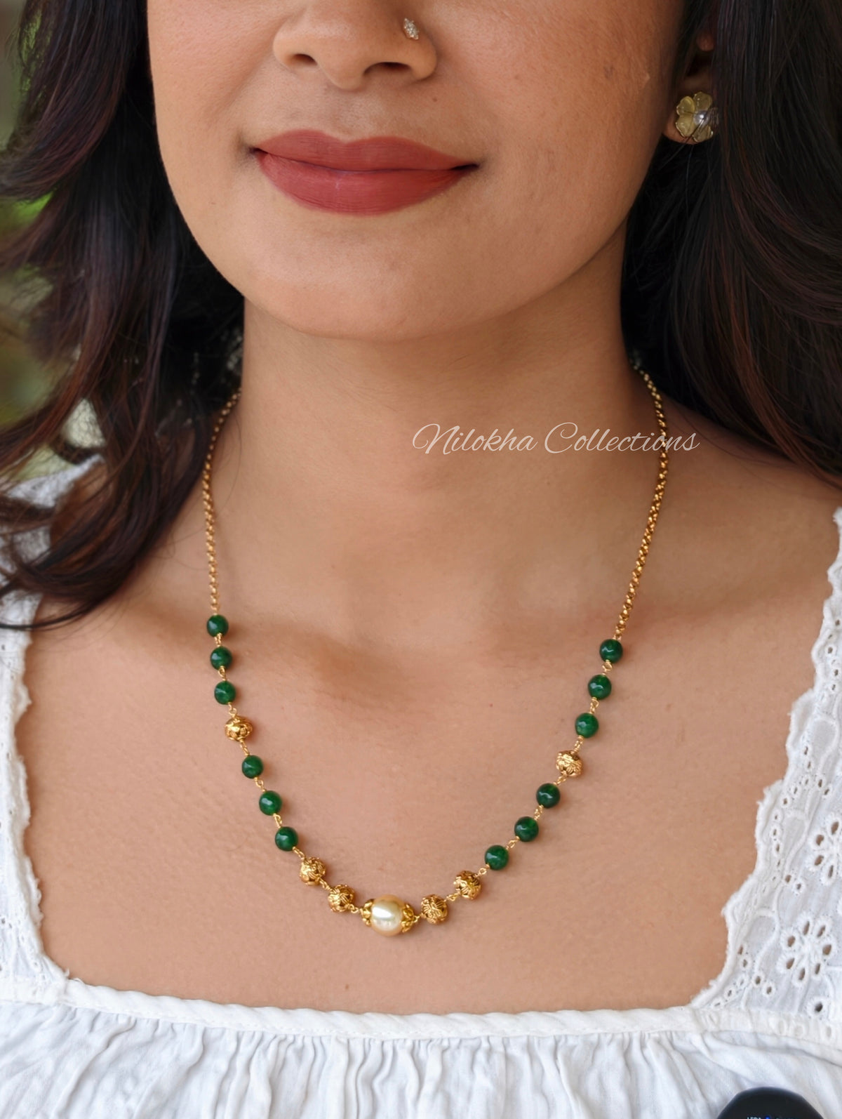 1 layer beads chain with pearl | NAN412