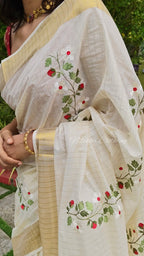 Embroidered floral kerala saree | NCO34