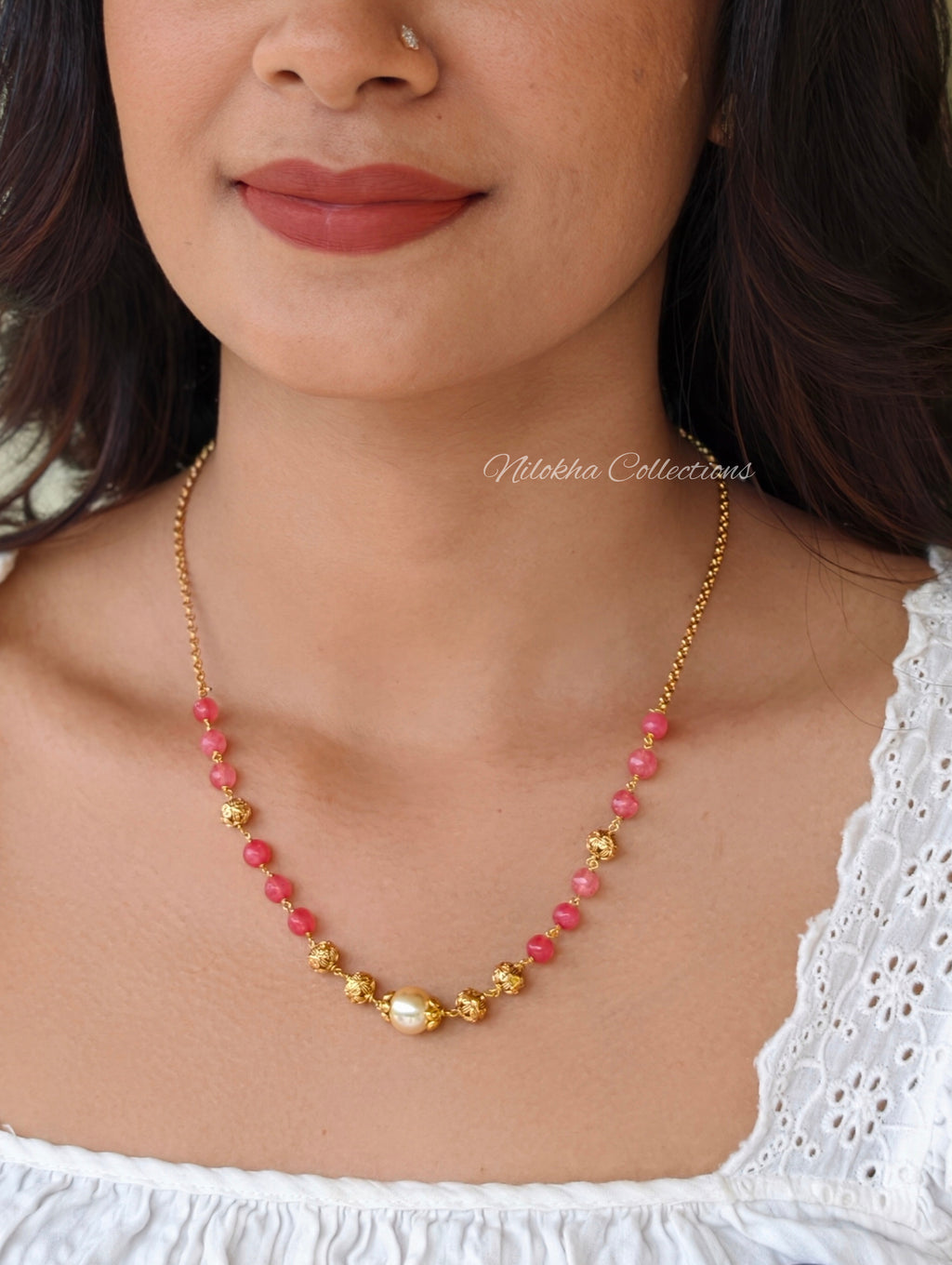 1 layer beads chain with pearl | NAN412