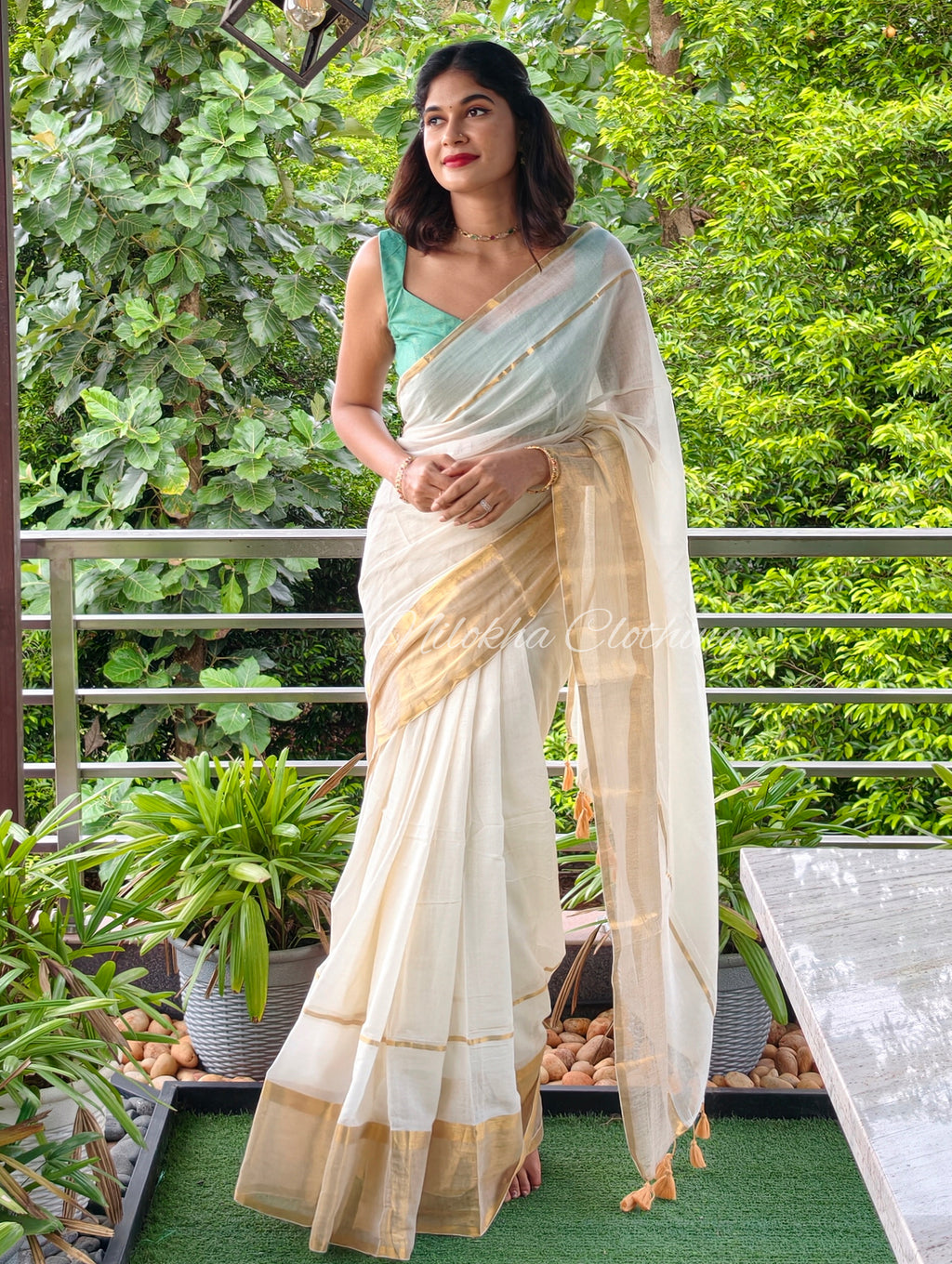 Mul cotton saree with golden border| NCO46