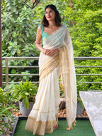 Mul cotton saree with golden border| NCO46