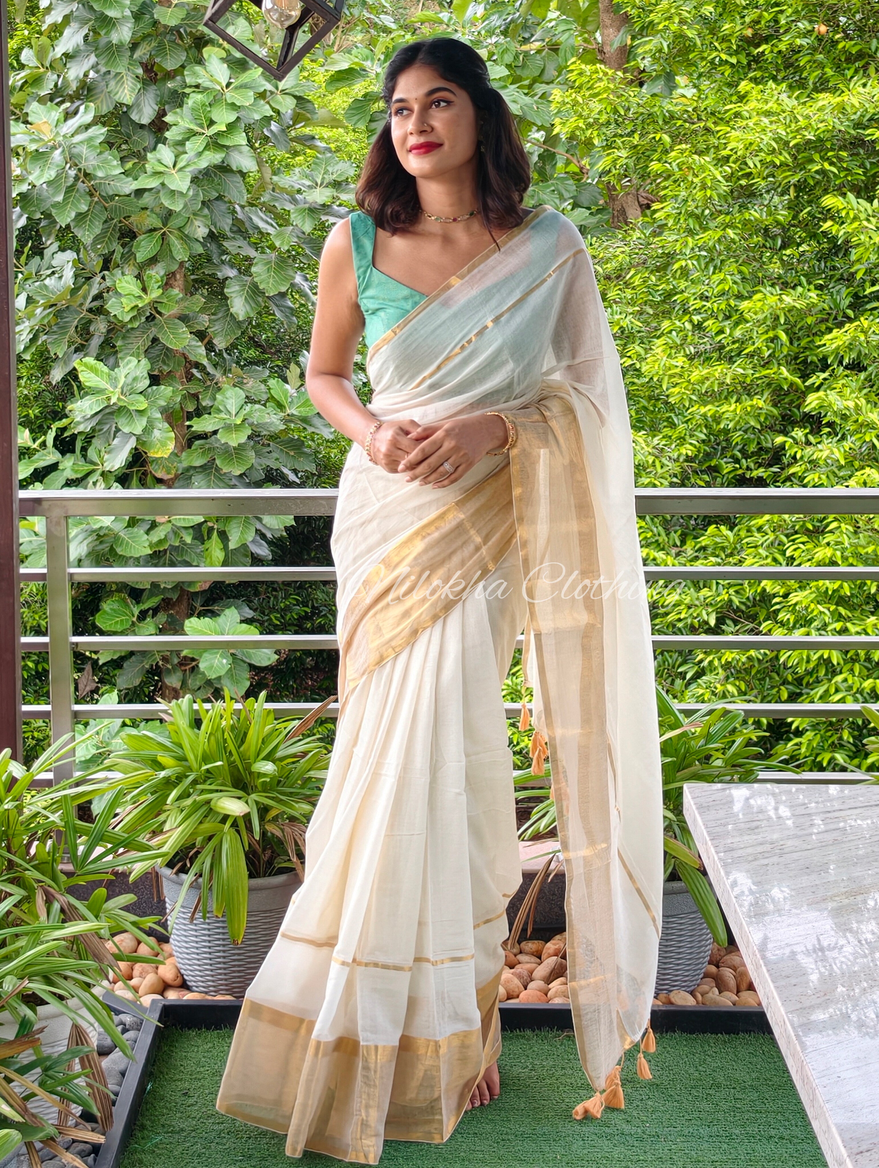 Mul cotton saree with golden border| NCO46