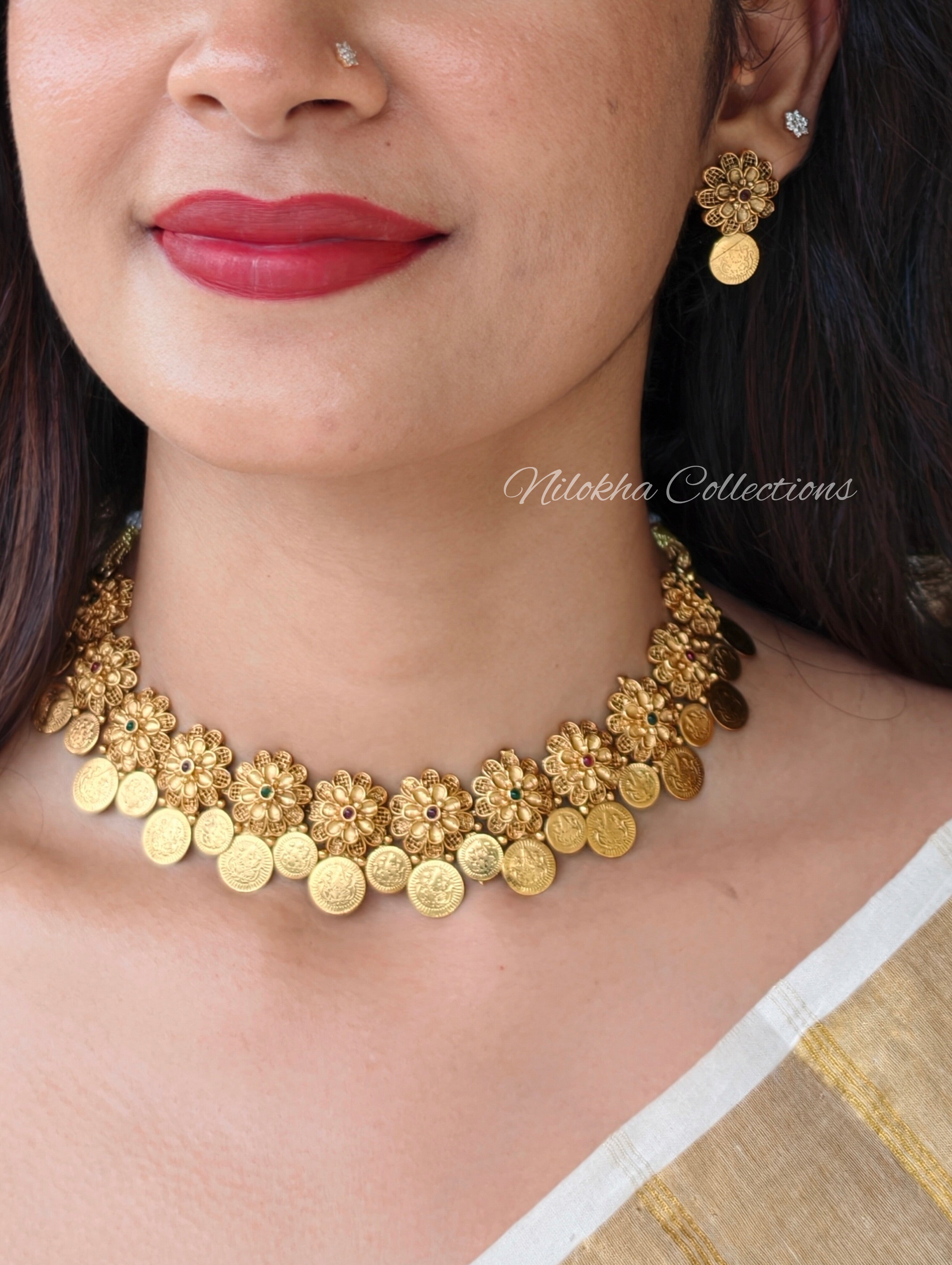 Floral coin choker | NAN376
