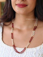 3 layer rice pearl chain with crystals | NAN417