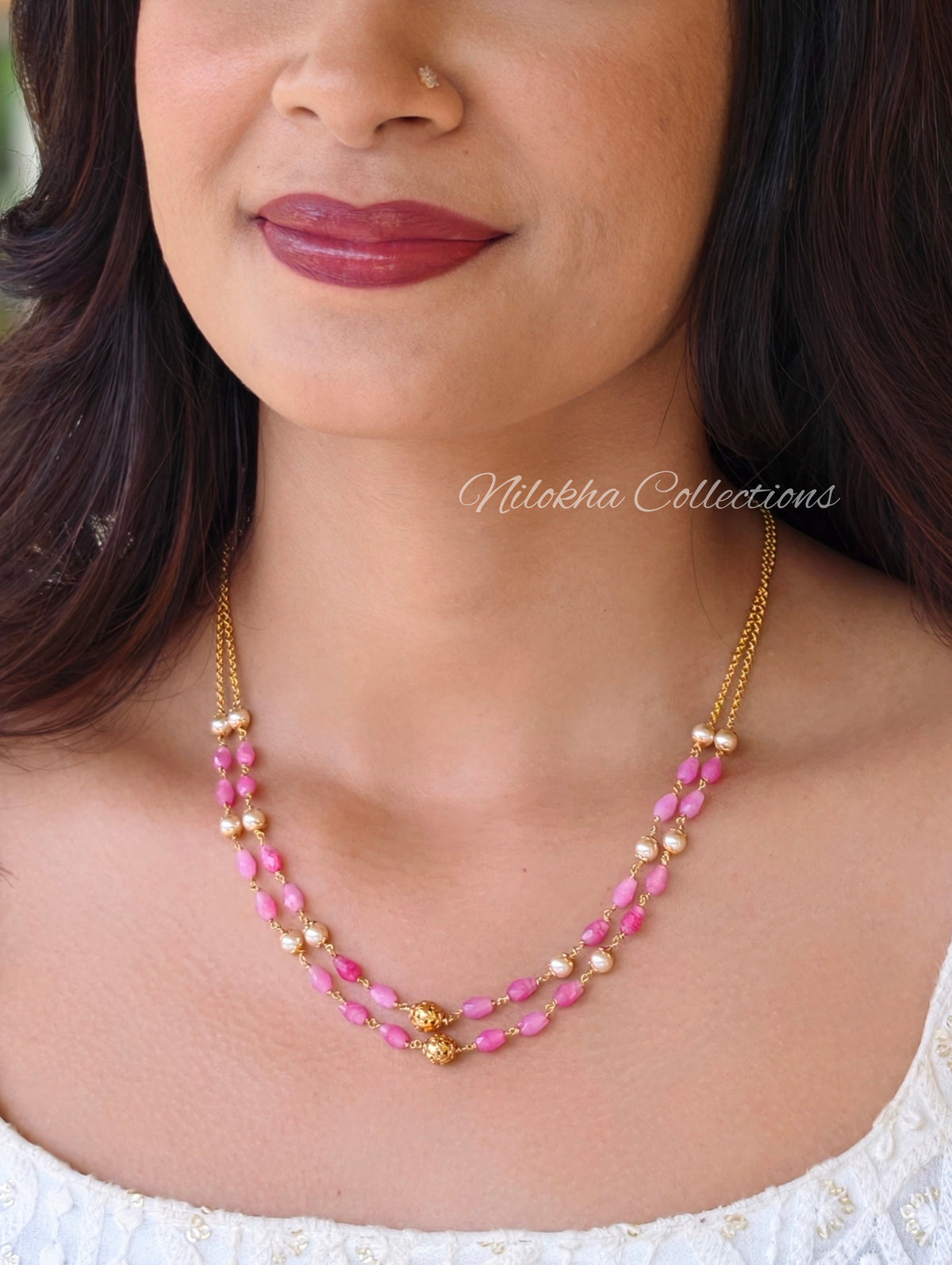 2 layer teardrop crystal chain| NAN