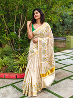 Floral tissue kerala saree | NCO36
