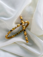 Pearl bangles with black stones | NB35