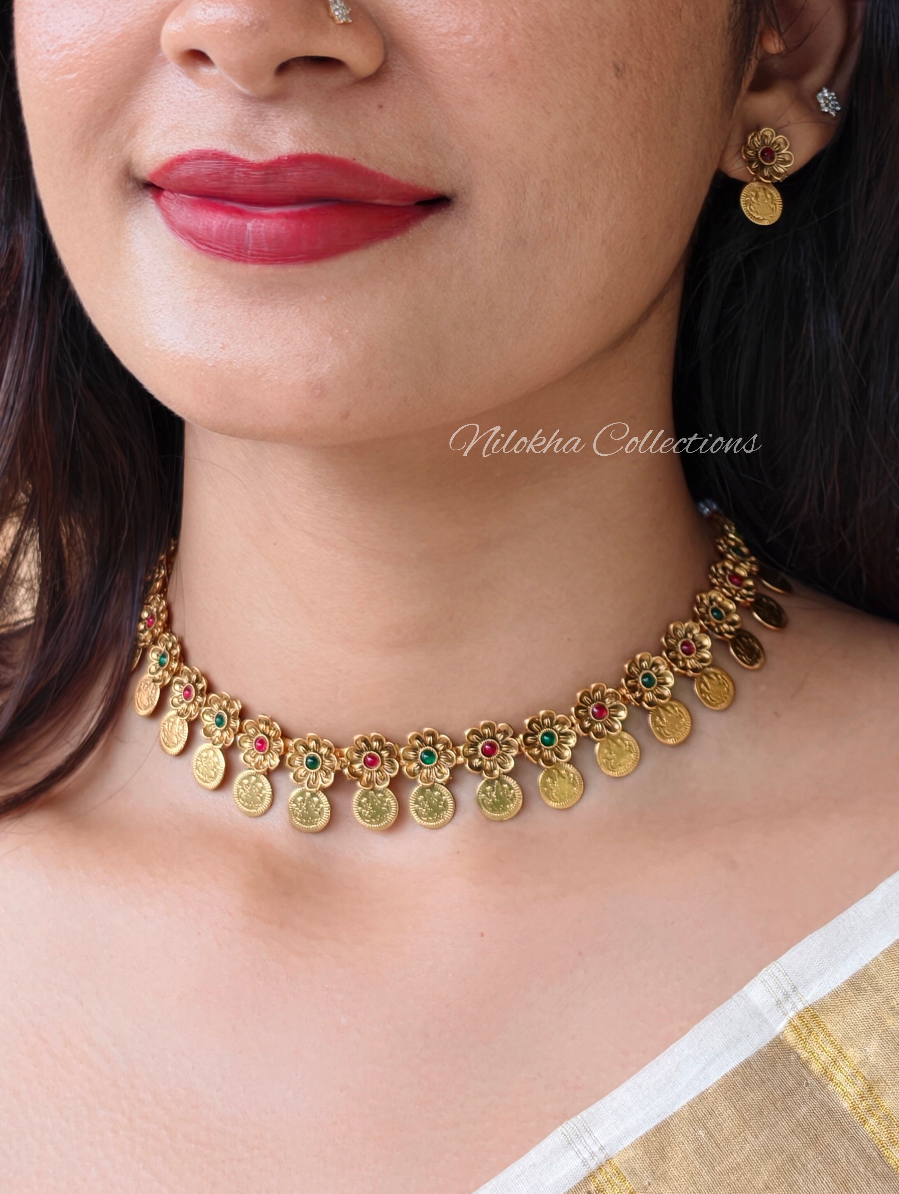 Floral coin choker | NAN377