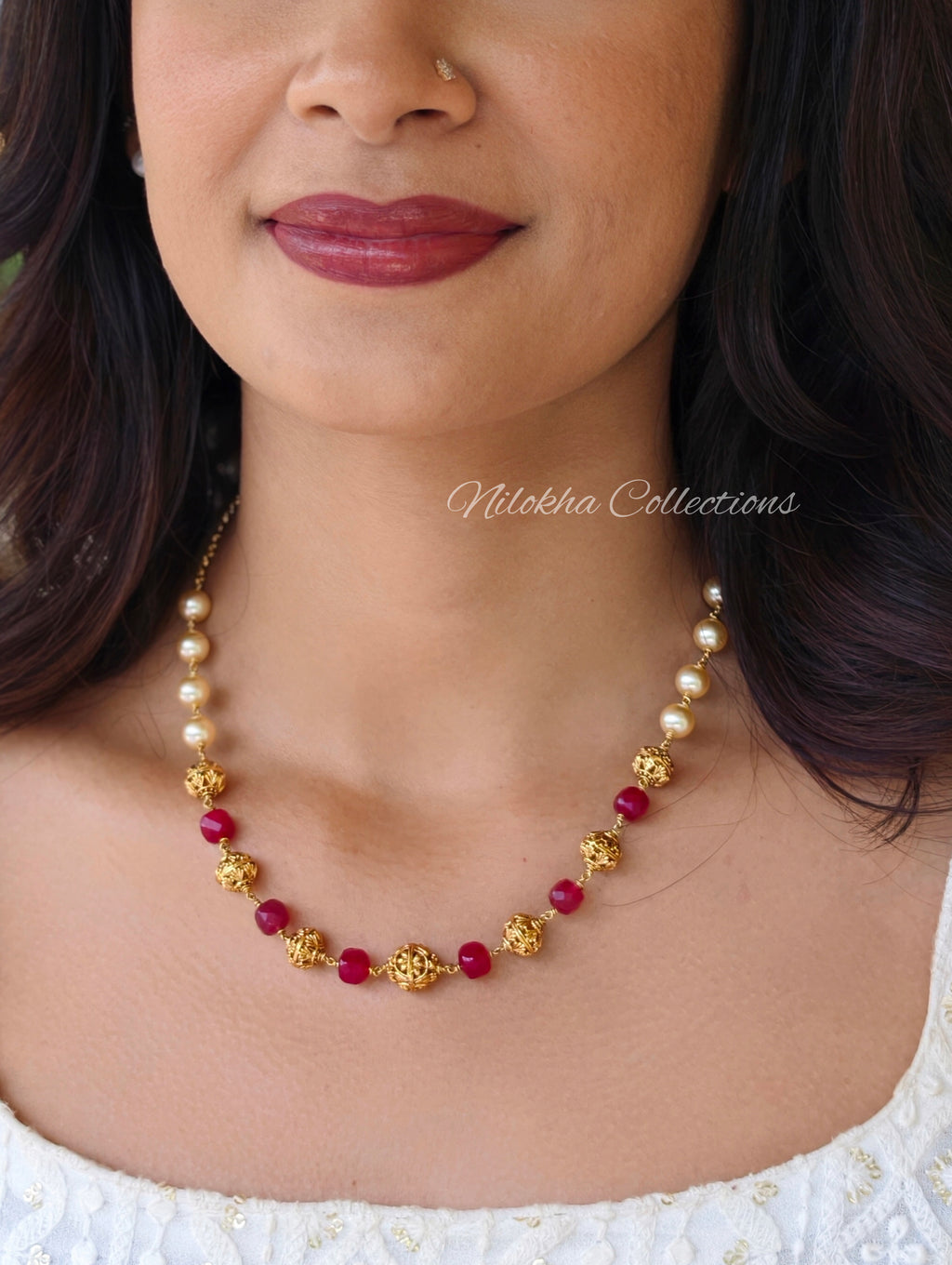1 layer pearl chain with monalisa beads| NAN408