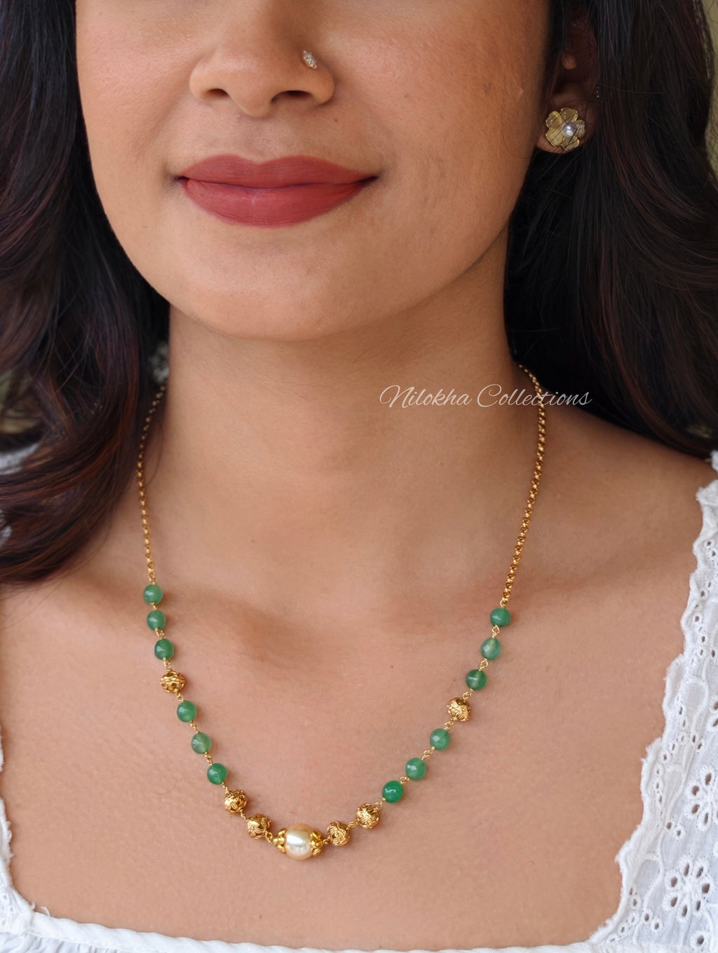1 layer beads chain with pearl | NAN412