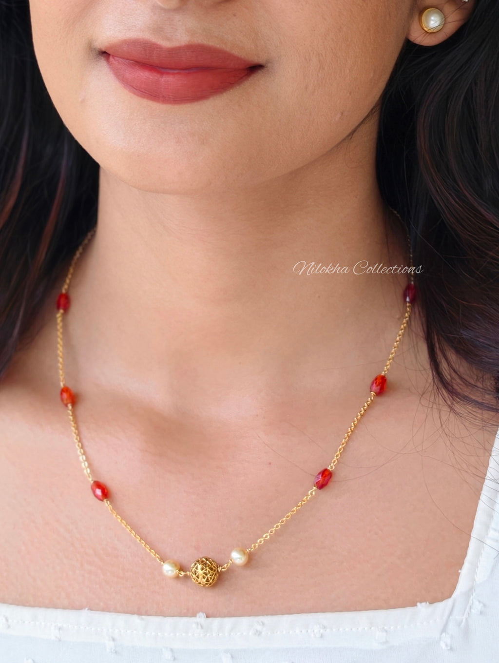 1 layer crystal chain with pearls | NAN415