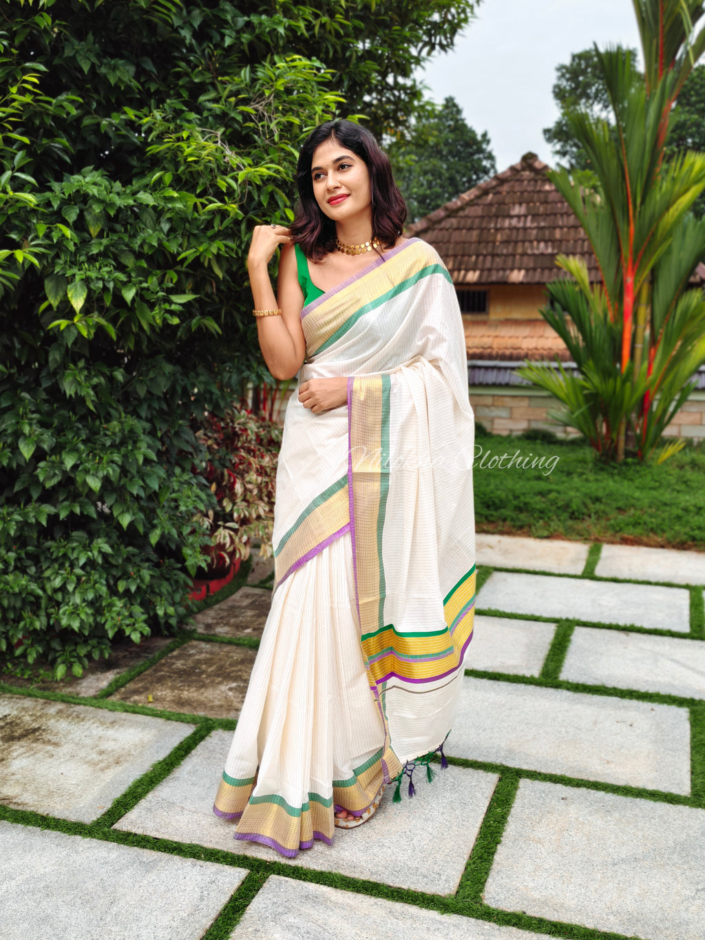 Striped kerala saree | NCO39