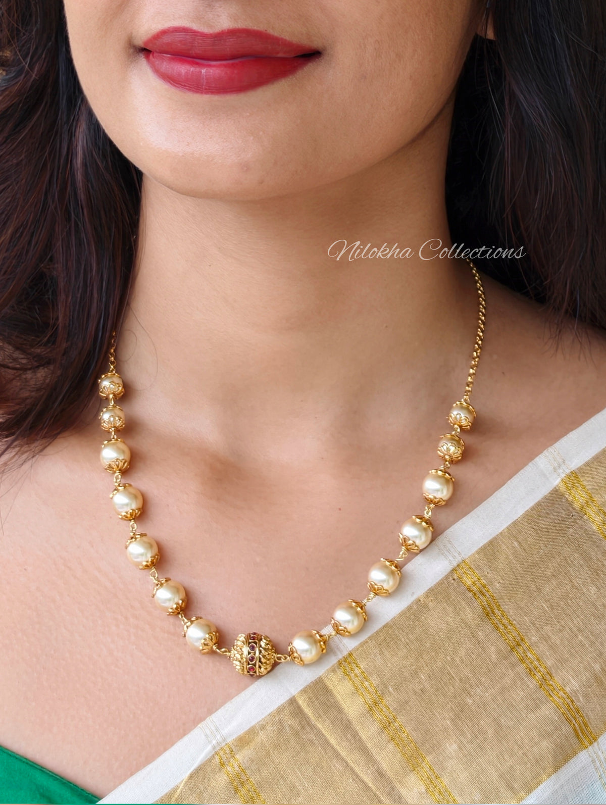 1 layer pearl chain with beads | NAN396