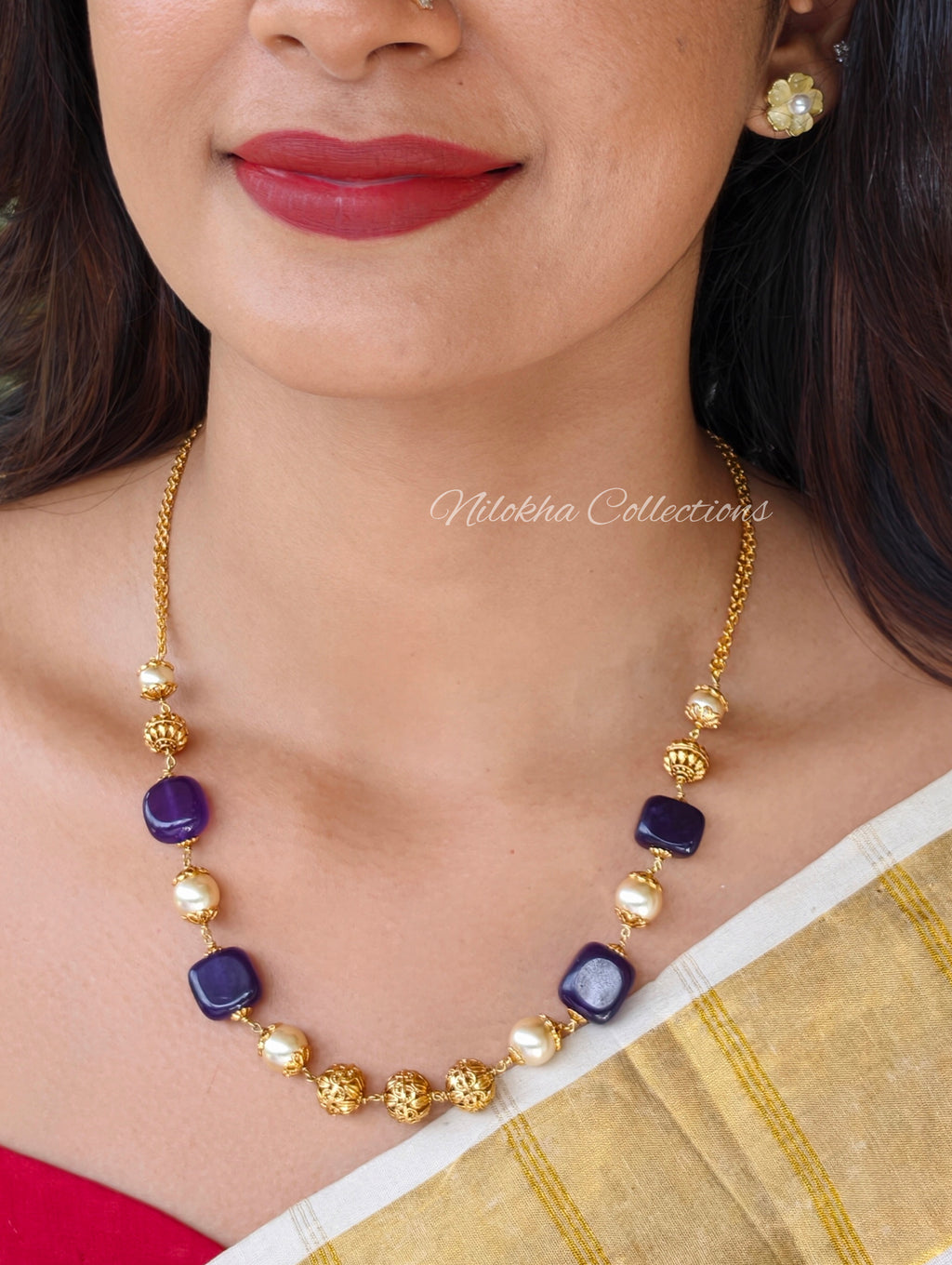 1 layer pearl chain with monalisa beads| NAN398