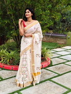 Embroidered floral kerala saree | NCO34