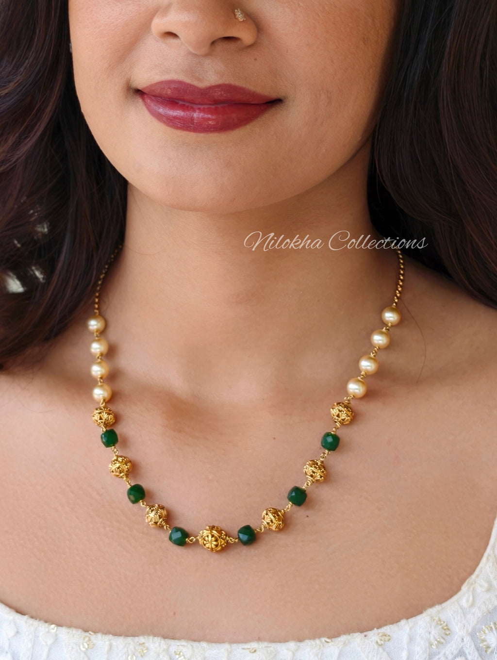 1 layer pearl chain with monalisa beads| NAN408